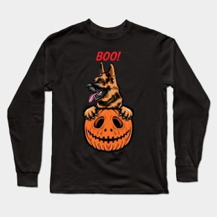 Halloween Pumpkin German Shepherd Long Sleeve T-Shirt